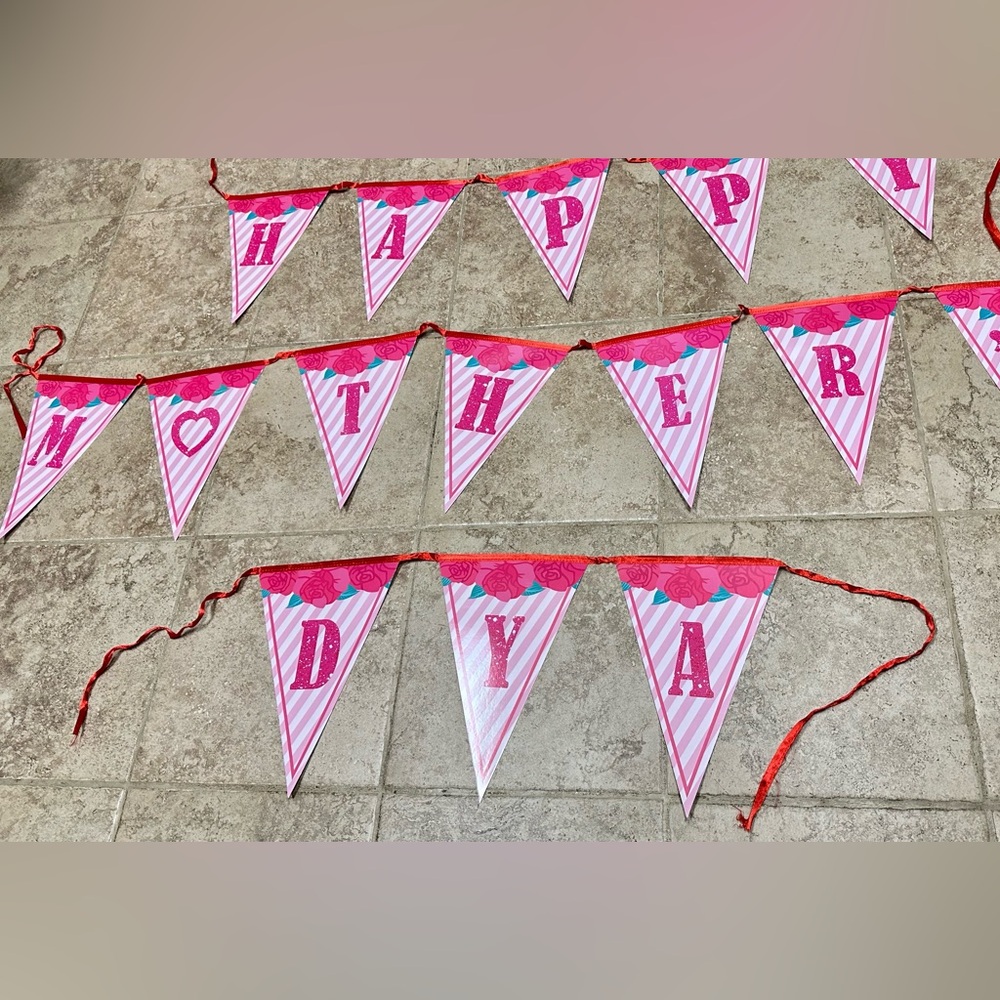 Mother’s Day party Banners String Hanging Triangle Bunting garlands